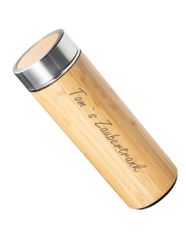 Image of Isolierflasche aus Edelstahl und Bambus mit Teesieb - Beauty & Wellness